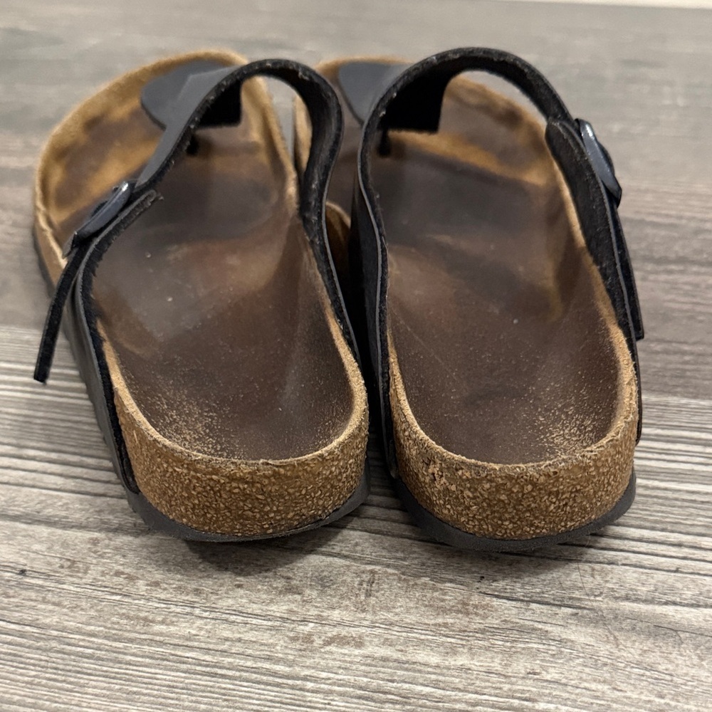 Birkenstock Black Leather Sandals Size 7 - Picture 6 of 6